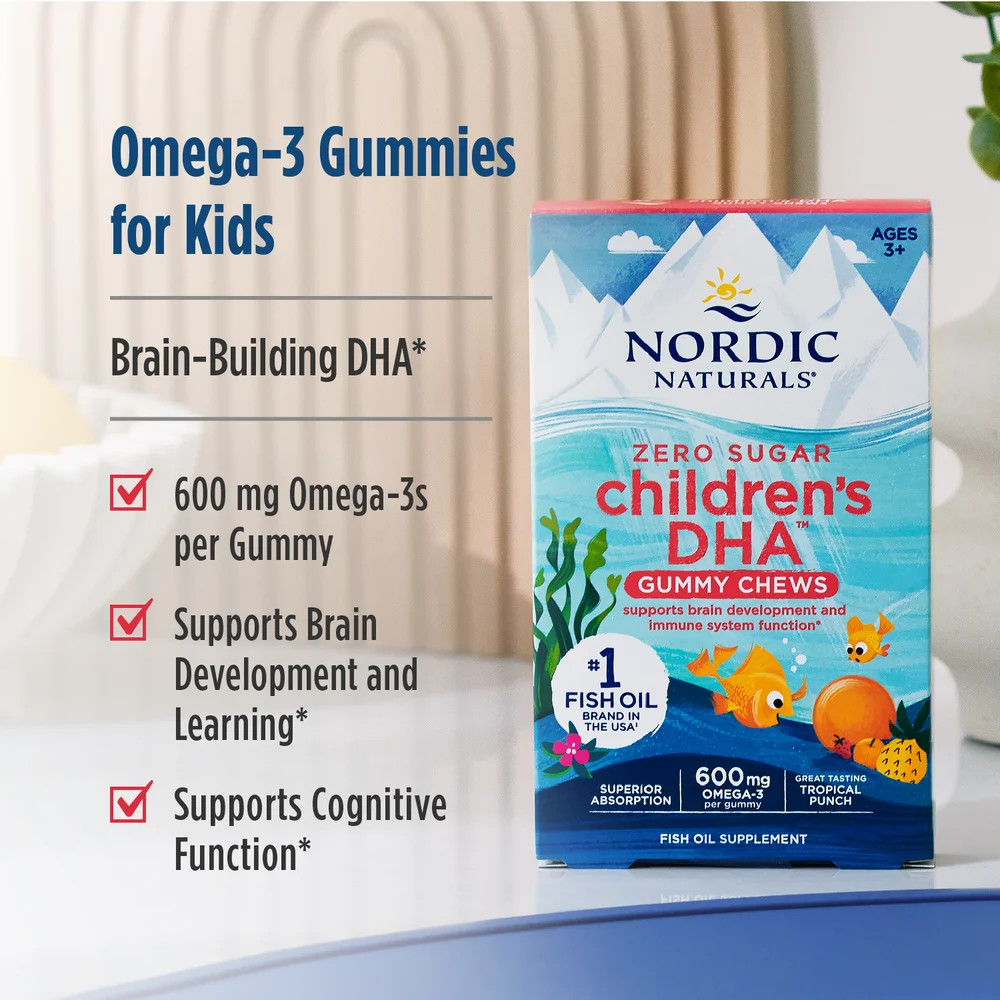 Nordic Naturals Children’s DHA Gummies – Tasty Chewable Omega-3s for Kids, 30 Ct