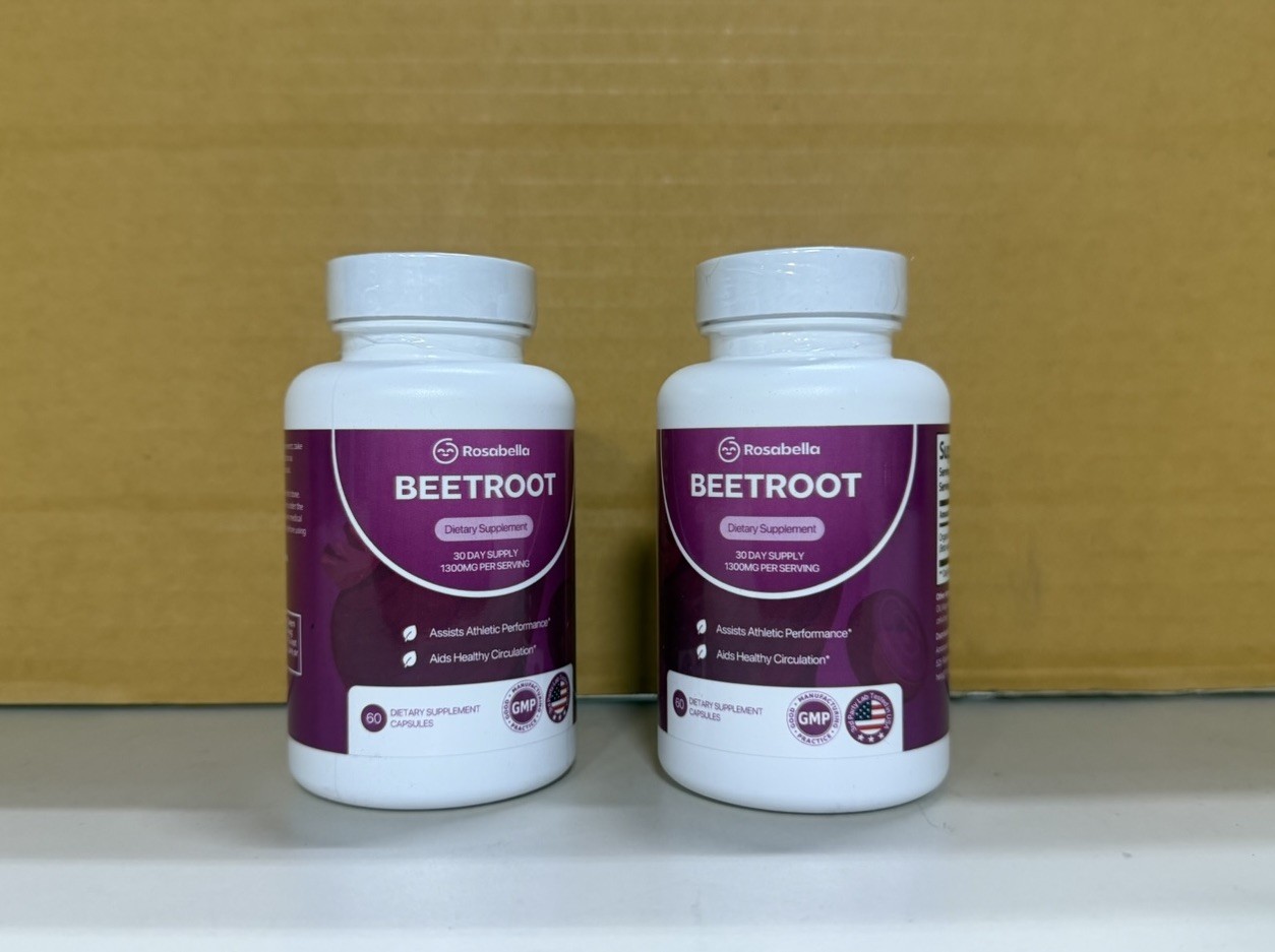 2PACK Rosabella Organic Beet Root 60 Capsules Dietary Supplement Natural Energy