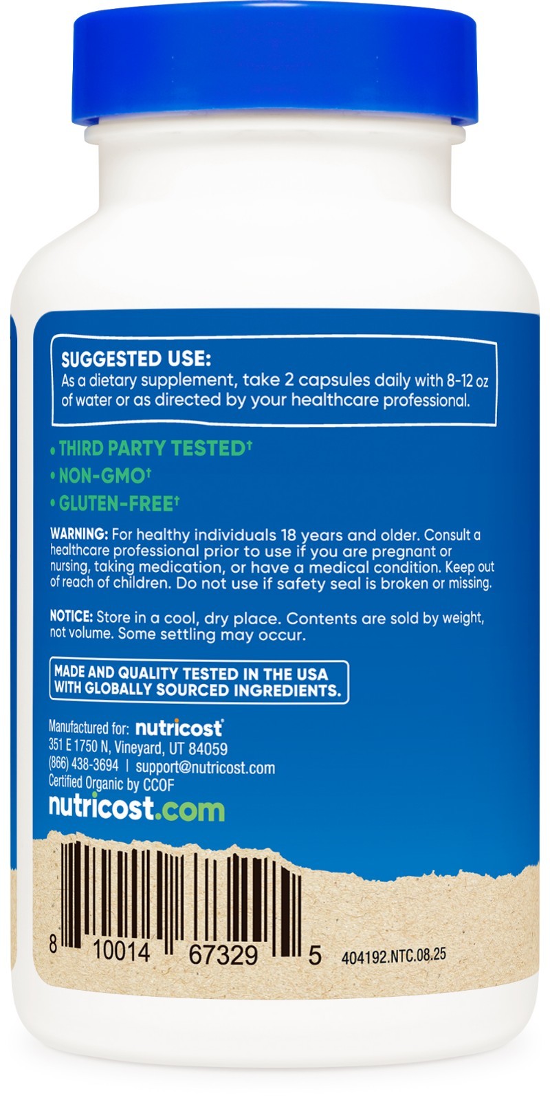 Nutricost Made with Organic Saw Palmetto 1000mg Per Serving, 60 Servs, 120 Caps