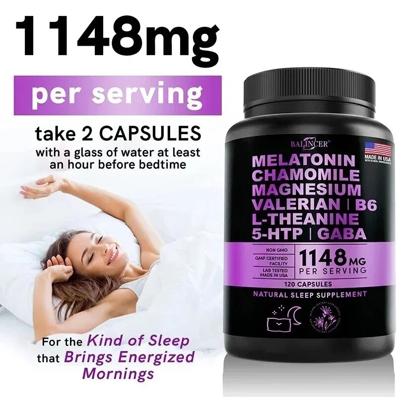Sleep Support Capsules Improve Sleep Quality Relieve Stress Sleep w/Vitamin B6