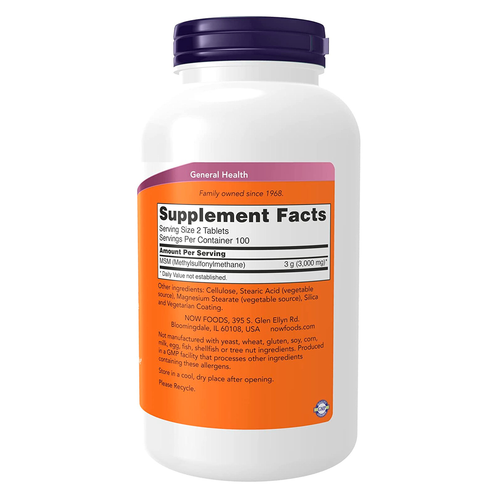 NOW FOODS MSM 1500 mg 200 Tablets