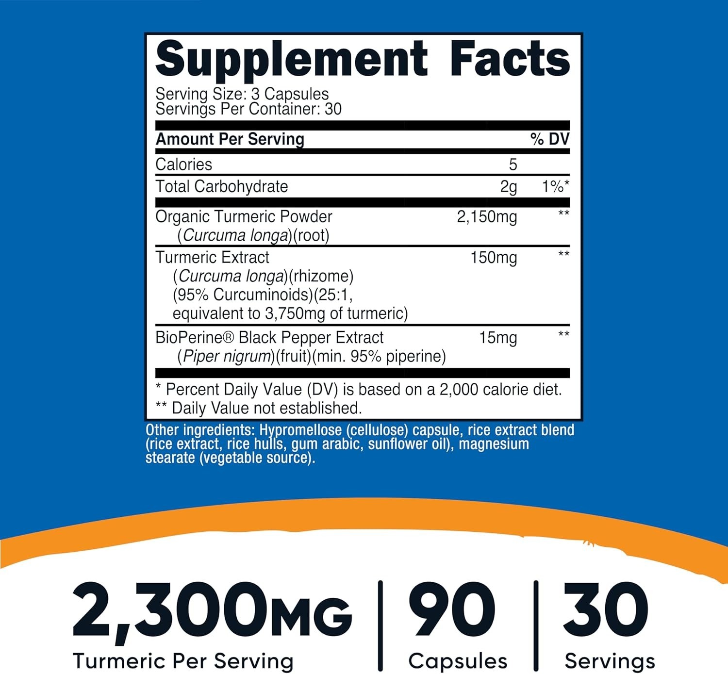 Nutricost Turmeric Curcumin with BioPerine 95% Curcuminoids 2300mg 120 Capsules