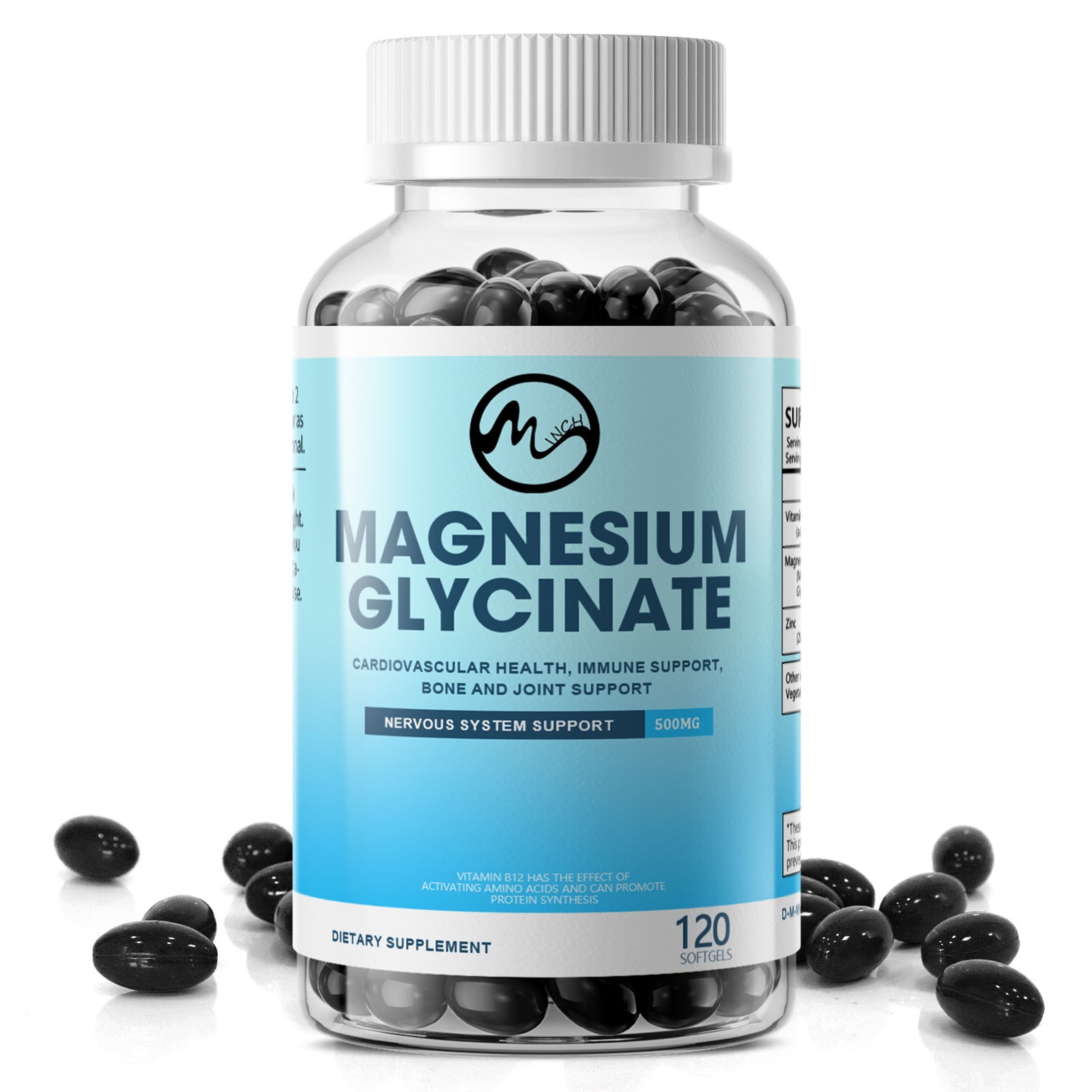 Magnesium Glycinate 500mg 120-600 Capsules for Calm, Stress, Sleep, Leg Cramp,