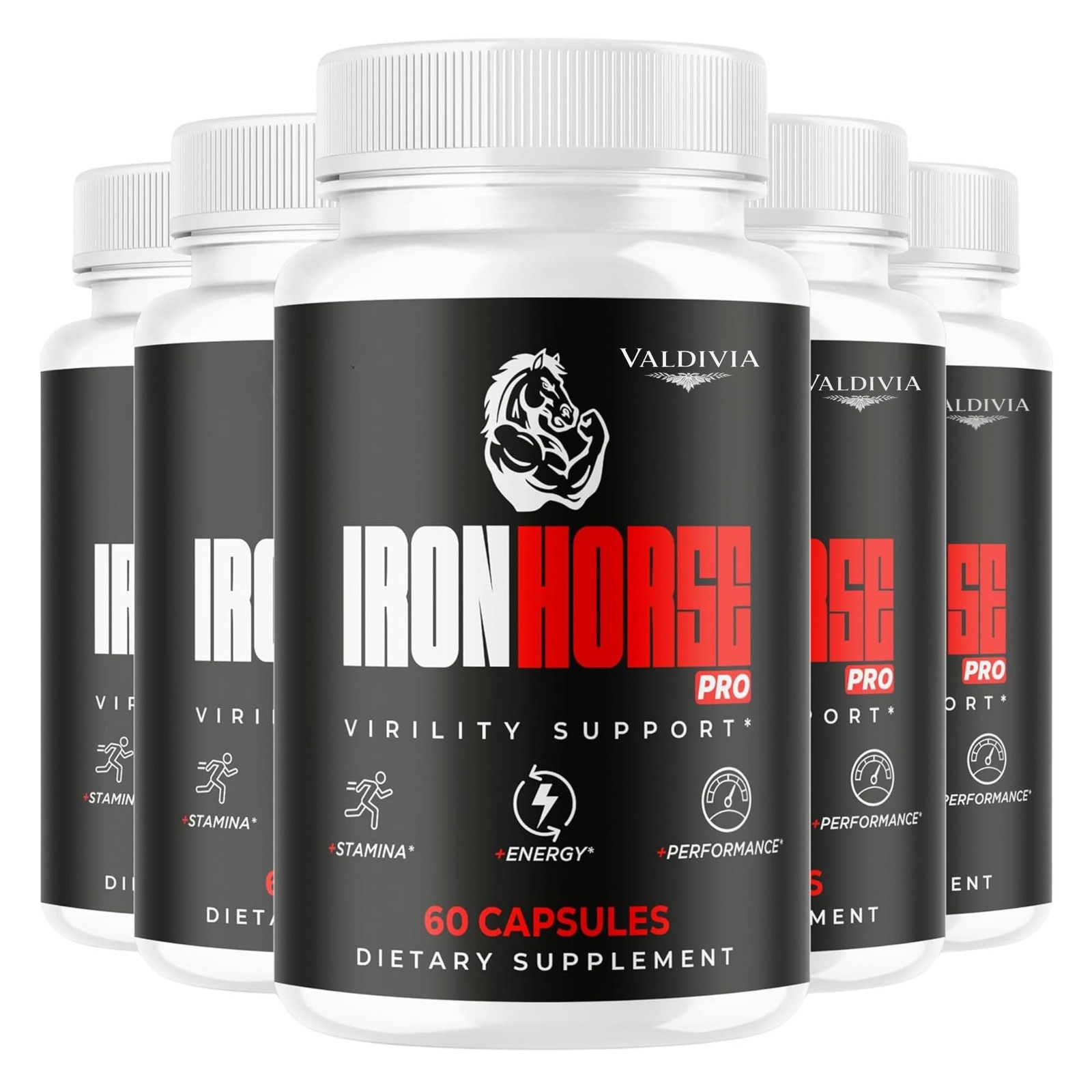 Iron Horse Iron Supplement Capsules Energy Blood Support Anemia 5 Pack 300Ct