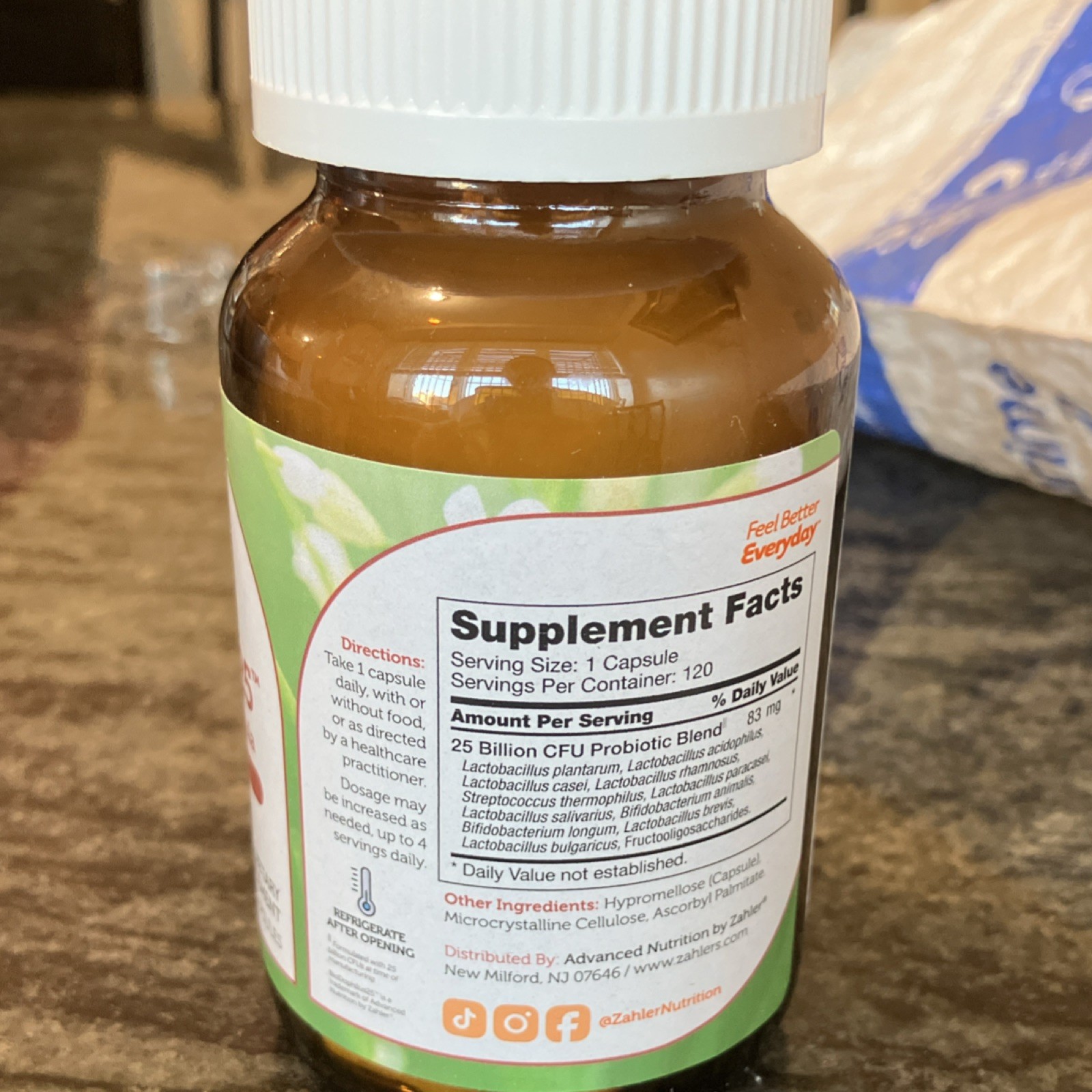 Zahler BioDophilus25 Advanced 25b Probiotic Digestive Health Kosher 120 Capsules