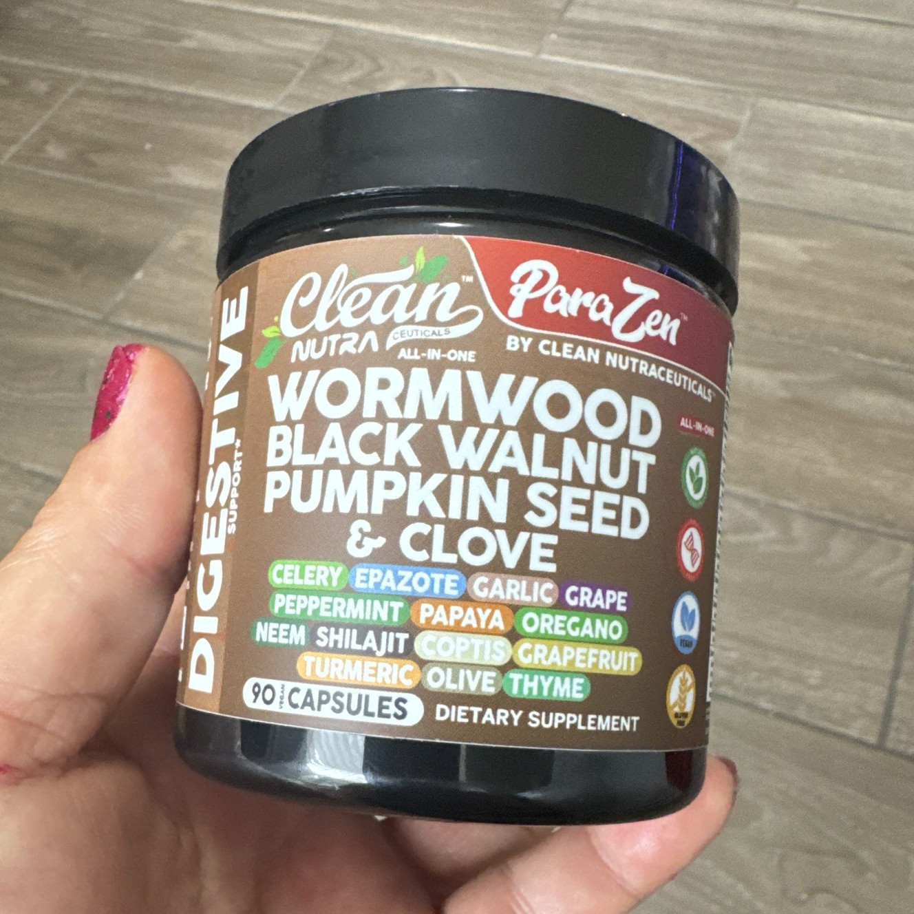 Clean Nutra ParaZen Wormwood Black Walnut Pumpkin Seed Clove Vegan 90 Caps