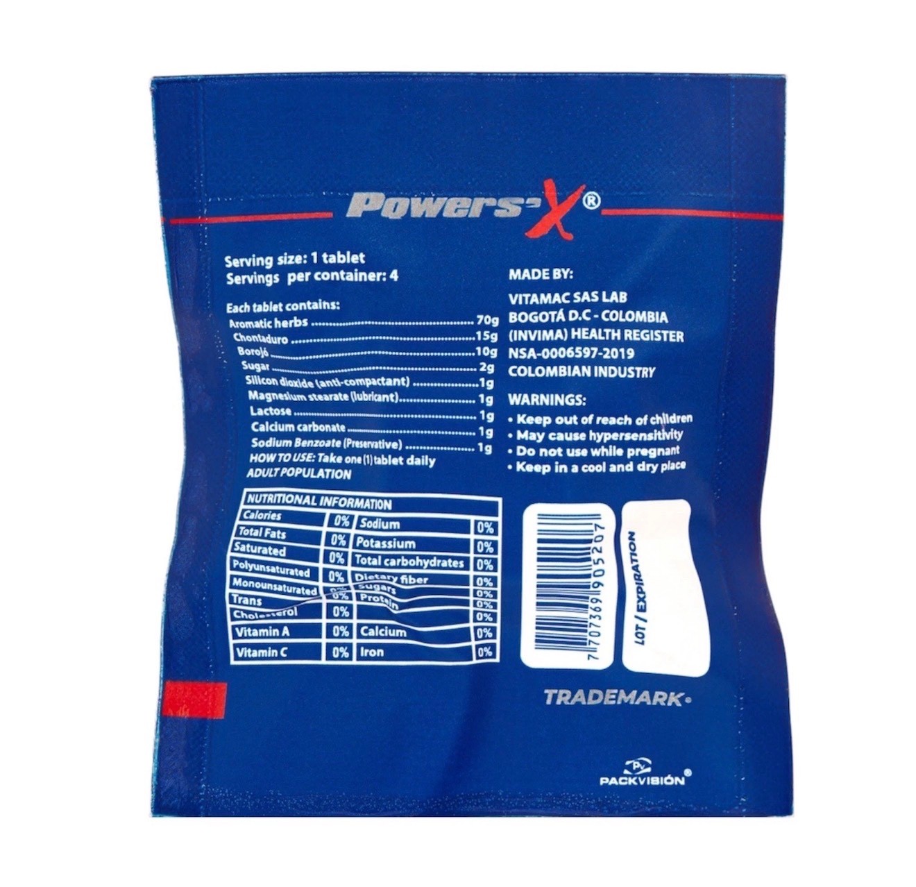 Powers’x Men’s Vitality Support Natural Supplement 10 Pack (40 Tabs)
