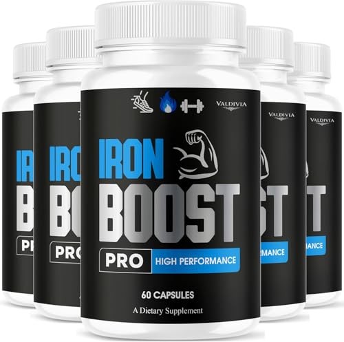 Iron Boost Pro Iron Supplement Capsules Energy Anemia Support 5 Pack 300Ct