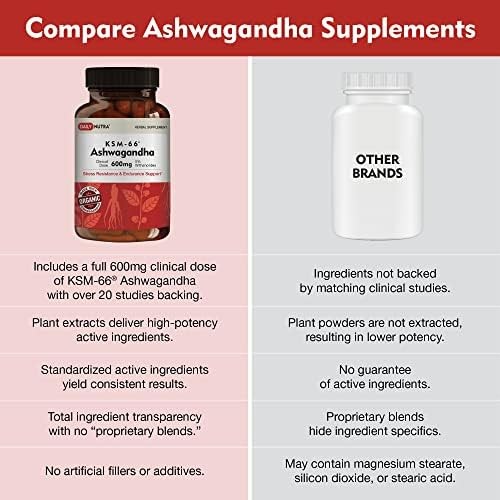 Ashwagandha 600mg Organic Root Extract 5% Withanolides 90 Capsules