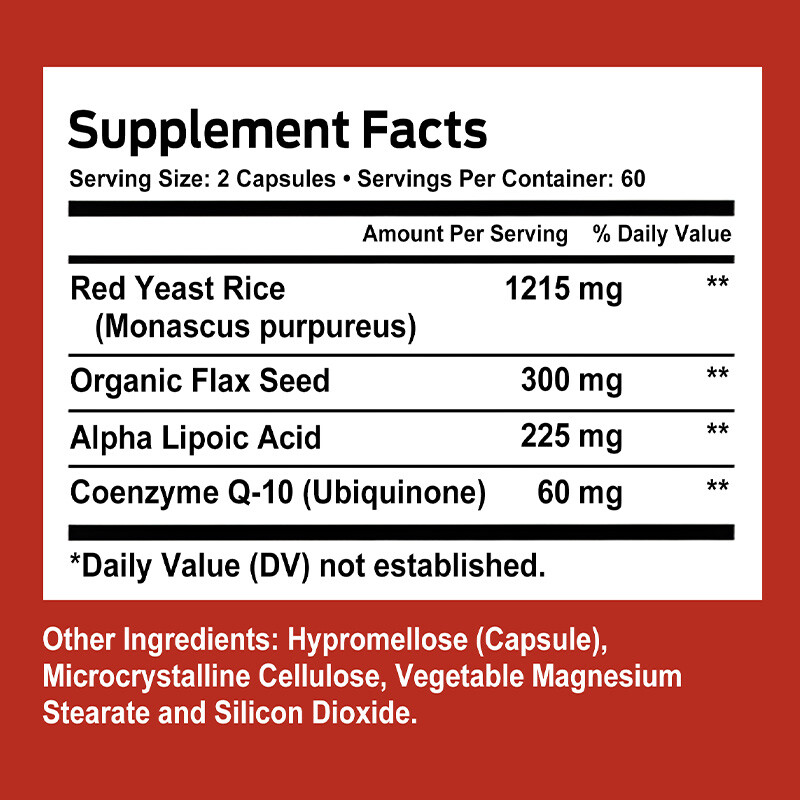 Red Yeast Rice Supplement with COQ 10 & Alpha Lipoic Acid, Cardiovascular Health