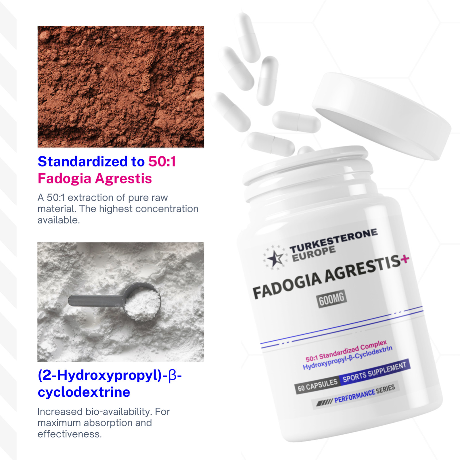 3 Pack – Fadogia Agrestis 50:1 Hydroxypropyl-β-Cyclodextrin Complex (600mg)