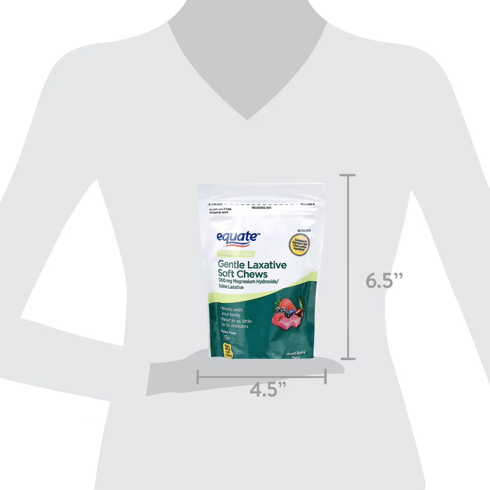 Equate Gentle Laxative Soft Chews 30 Ct Mixed Berry Digestive Support