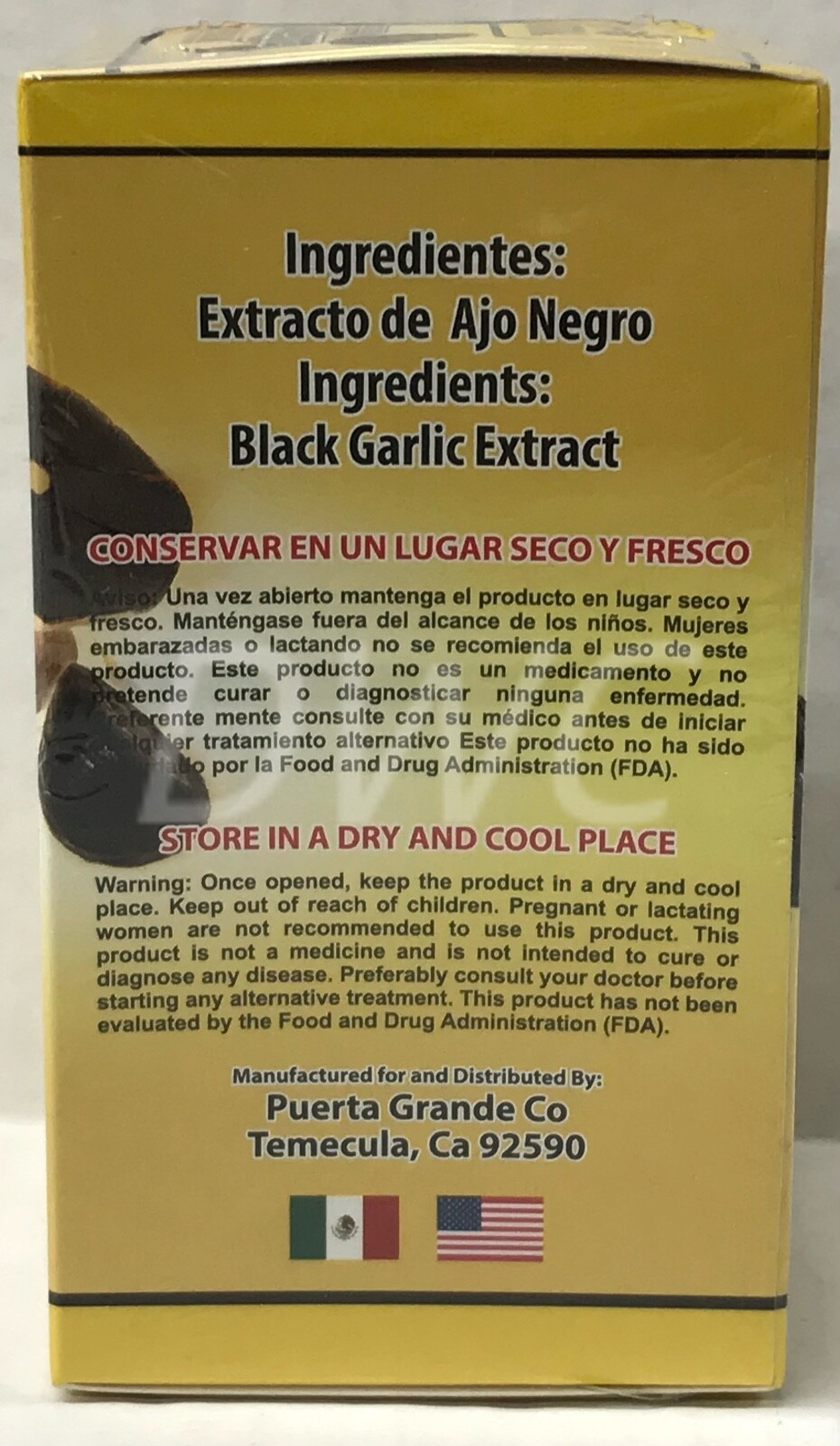LO+ NATURAL Dietary Supplement Black Garlic Ajo Negro Forte 60caps 1000mg