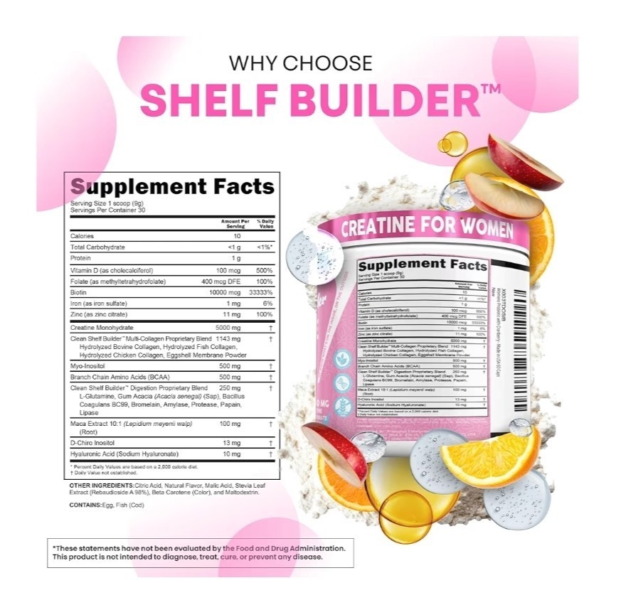 Women’s Creatine Powder w/ BCAAs, Collagen, Inositol – Clean Nutra Shelf Builder