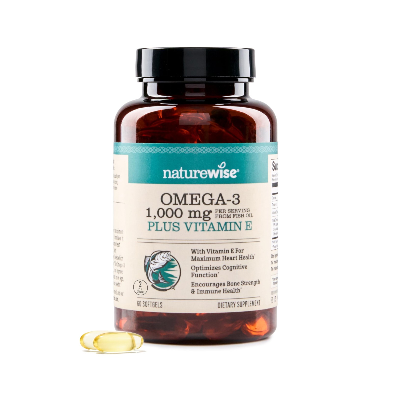 NatureWise Extra-Strength Omega 3 Fish Oil Supplement – 60 Count (Pack of 1)