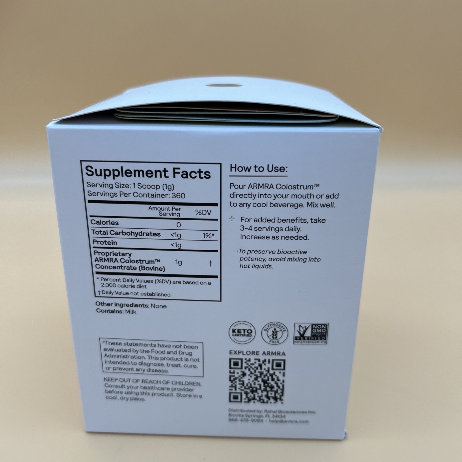 ARMRA Colostrum Unflavored 360 Servings Health Revival Powder 12.7oz