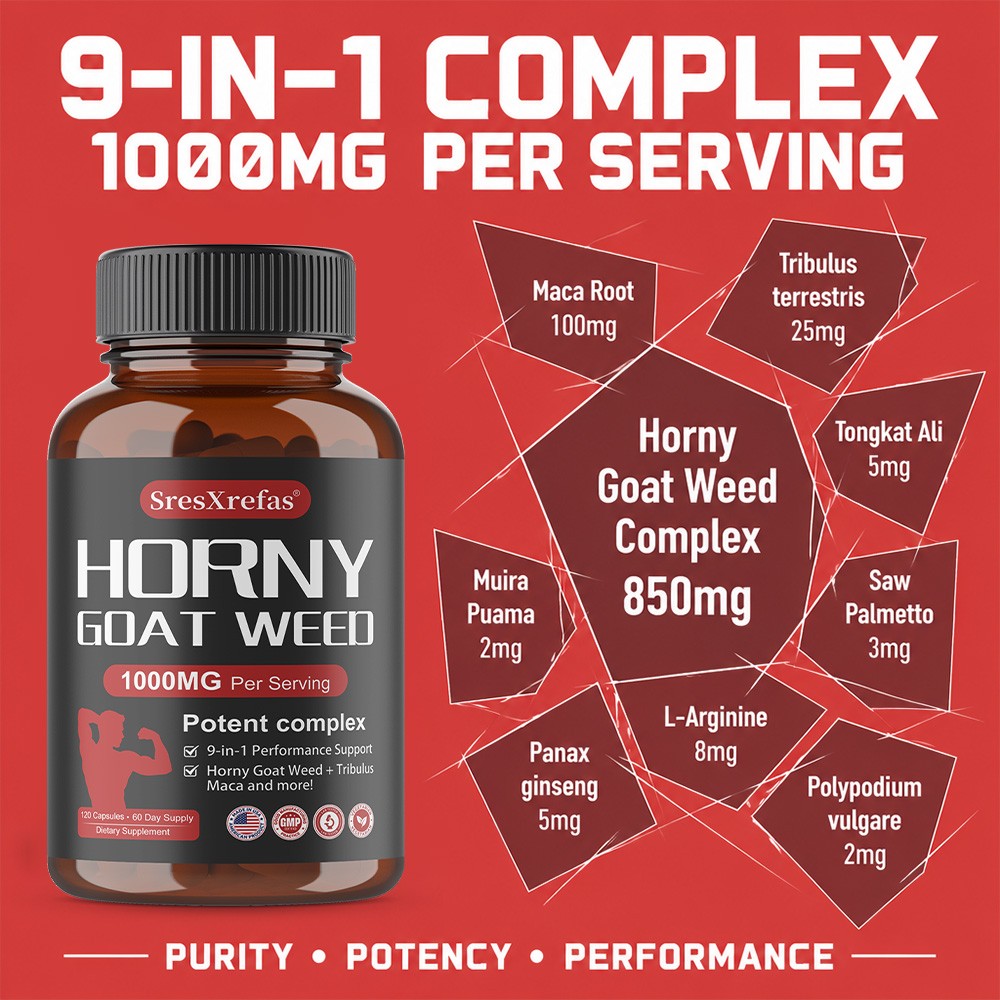 1000mg 9in1 Men Complex with Maca,Natural Energy & Muscle Support 30/60/120 Caps