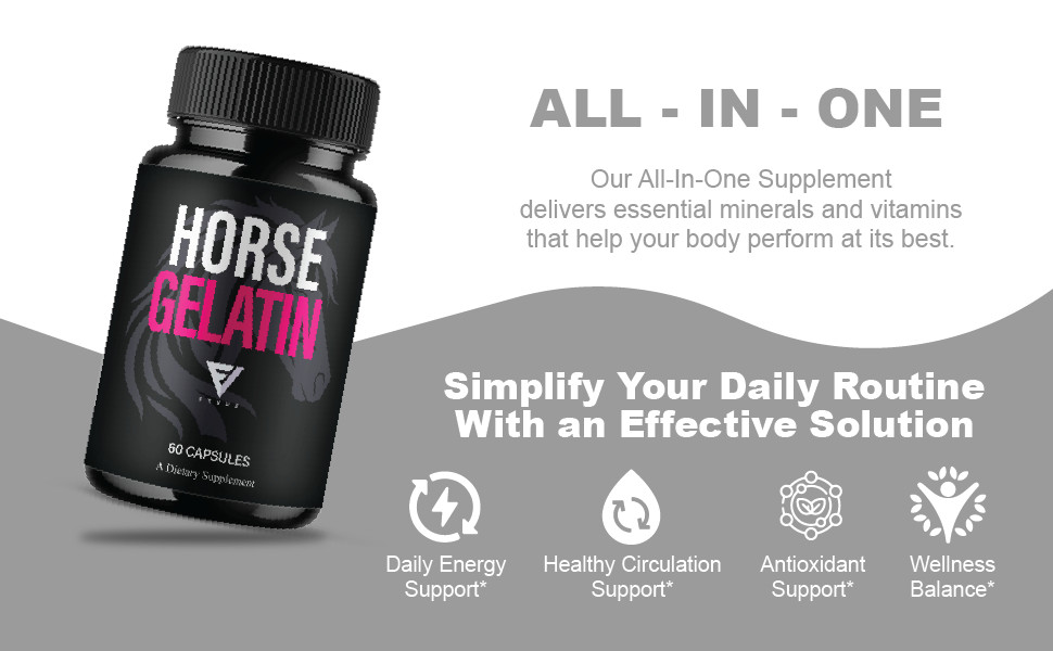 (2 Pack) Horse Gelatin Performance Capsules, Horse Gelatin Pills (120 Capsules)