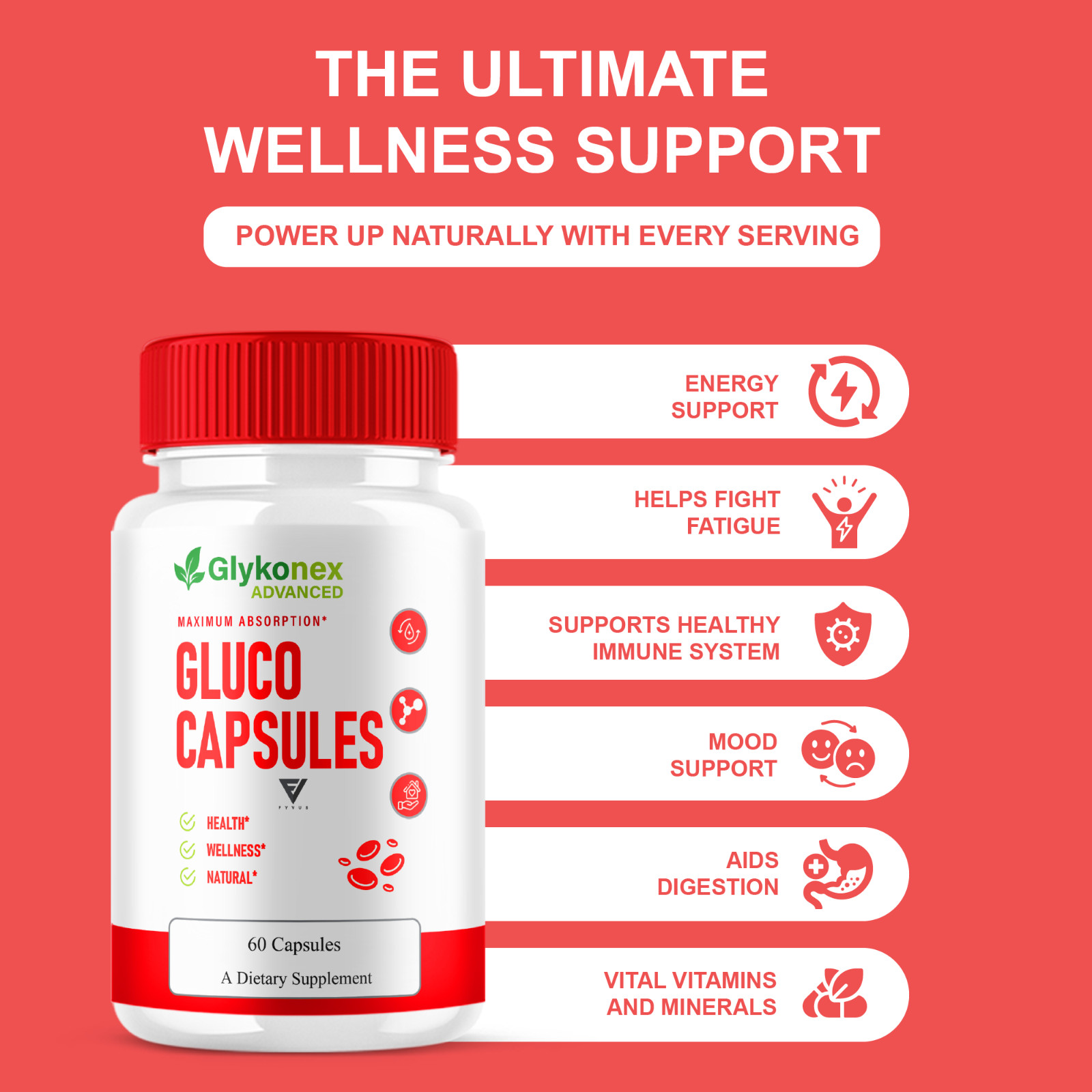 (2 Pack) GlykoNex Pro Daily Wellness Support, GlykoNex Supplement (120 Capsules)