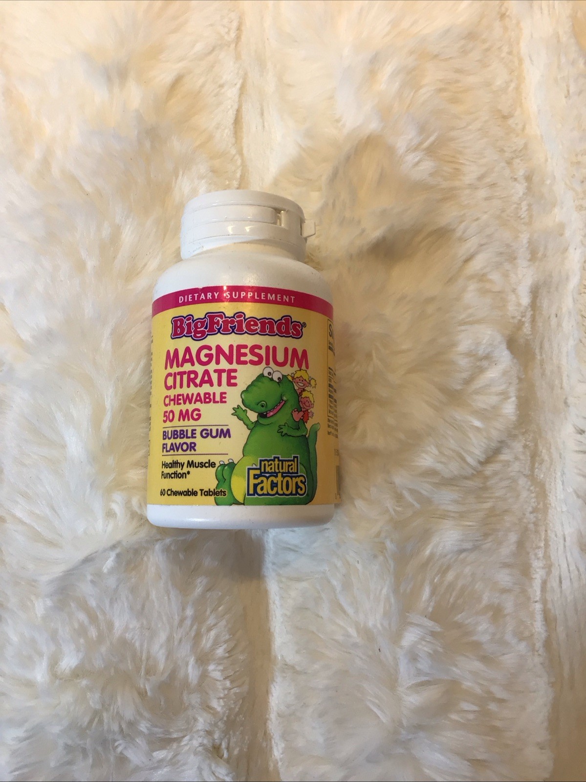 Natural Factors BigFriends Magnesium Citrate 50mg,Bubble Gum,60 Chewable Tabs