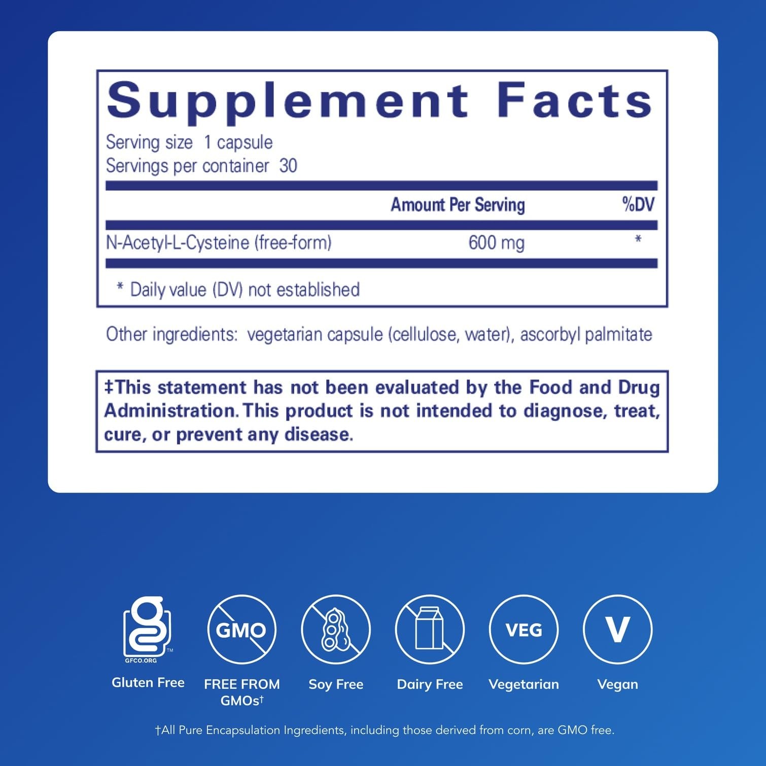 Pure Encapsulations NAC 600 mg – N-Acetyl Cysteine 30 Count (Pack of 1)