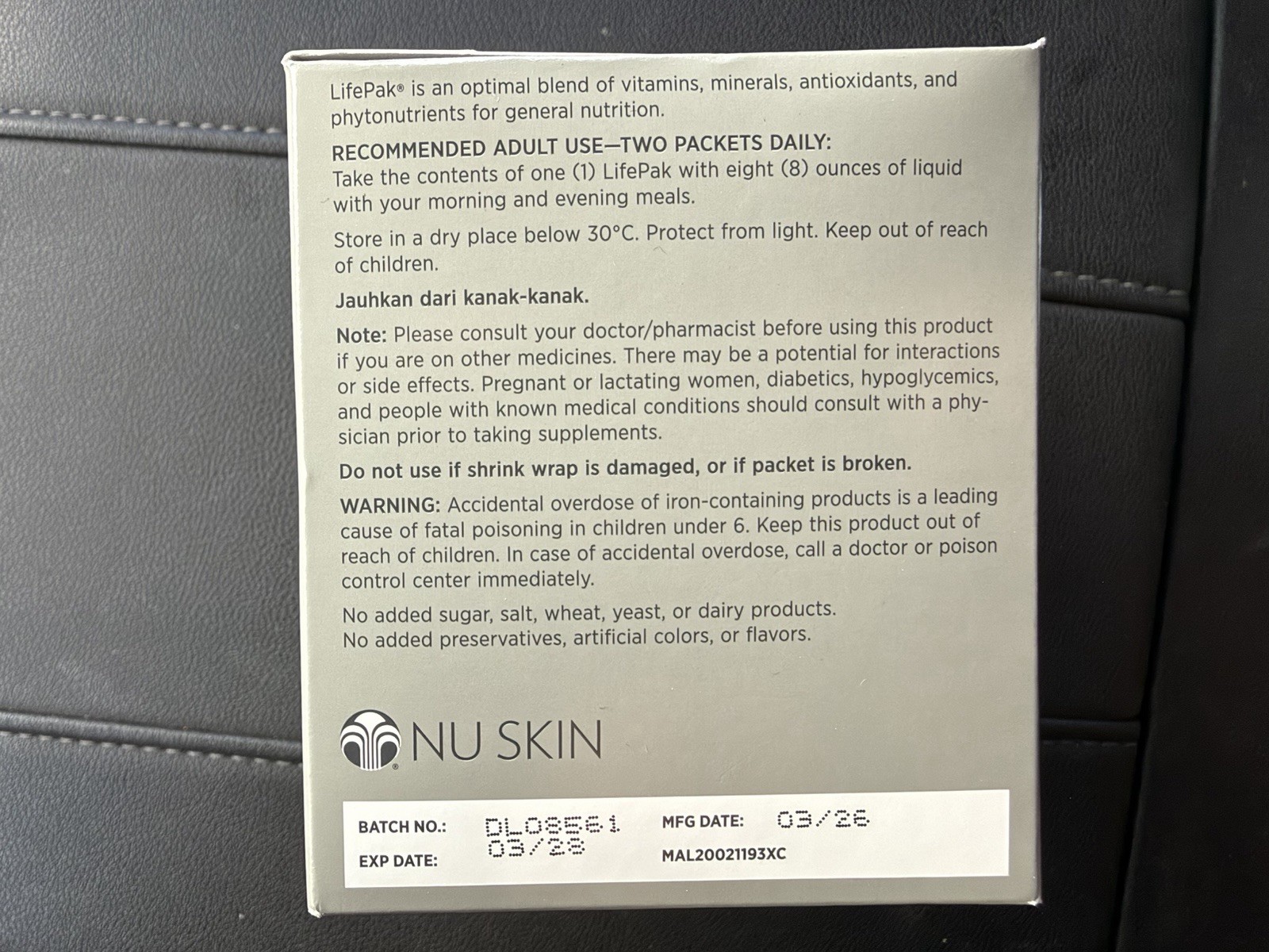 Nu Skin NuSkin Pharmanex LifePak Health Supplement – 30 Tablets Exp 03/2028
