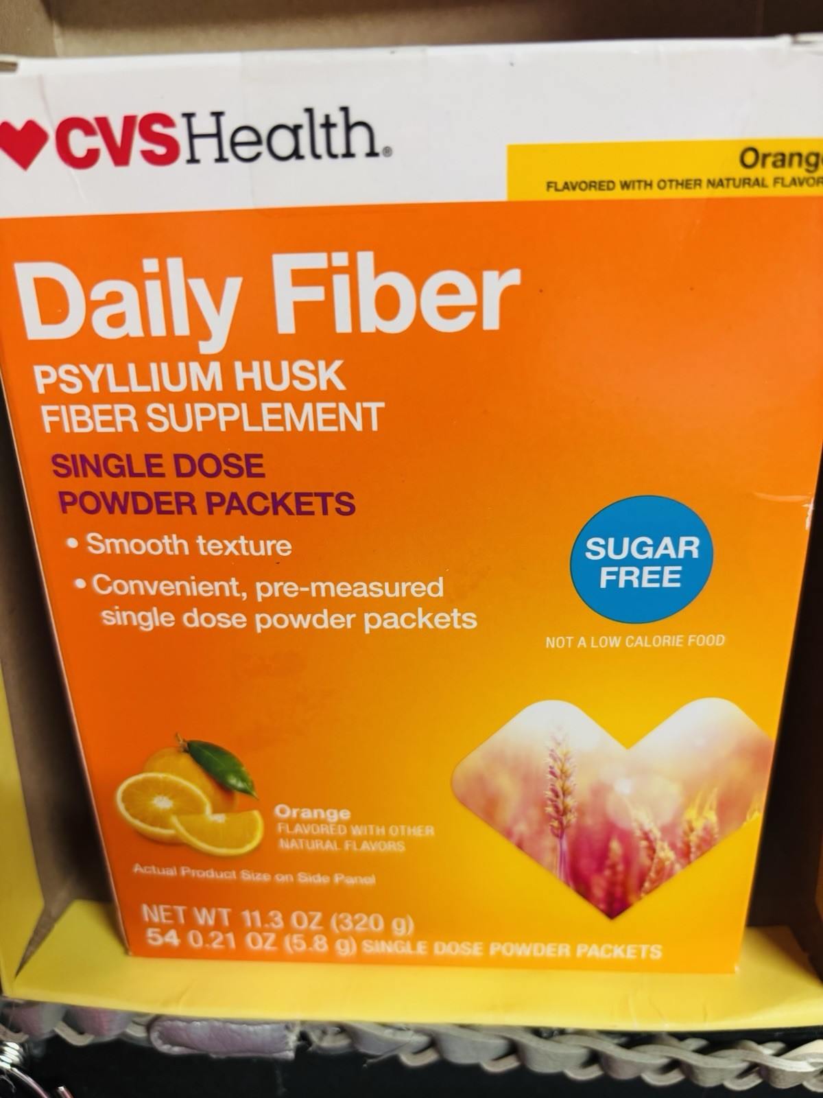 CVS Health Psyllium Husk Fiber Powder Packets Sugar-Free Orange 54 Ct