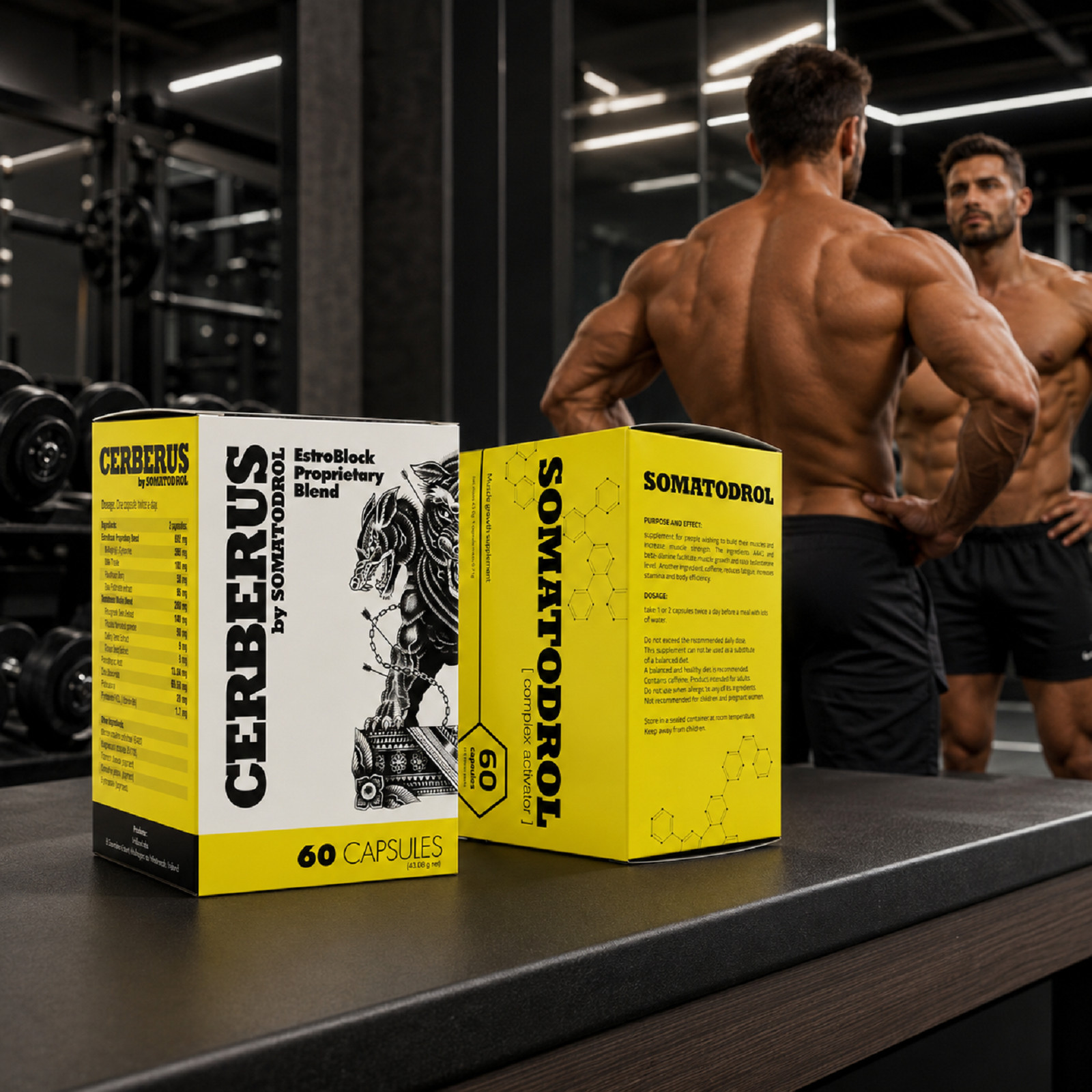 CERBERUS & SOMATODROL -Regeneration Strength Muscles Testo-booster, Gym, Energy
