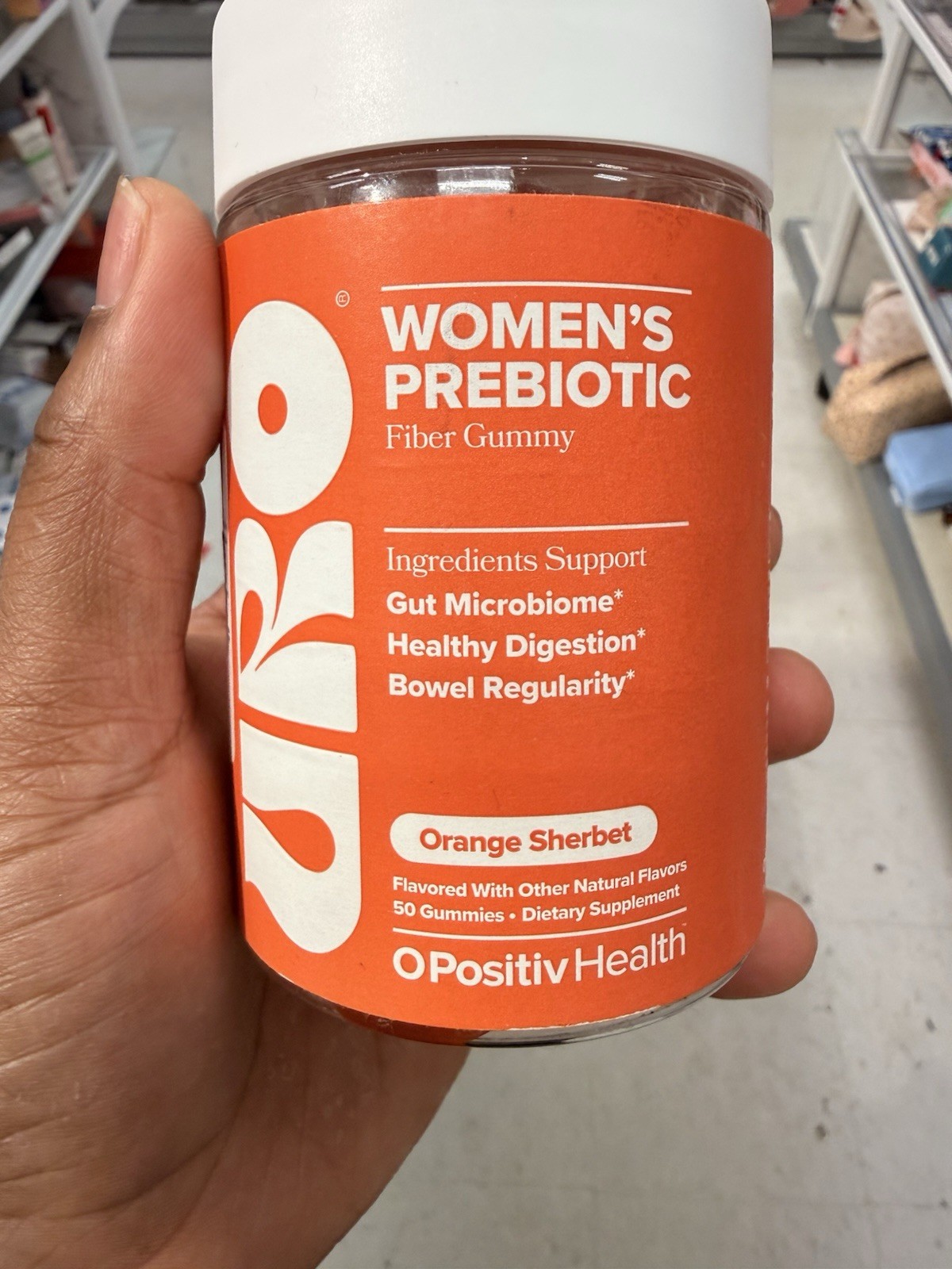 O Positiv Health Women’s Prebiotic Fiber Gummies Digestive Support Orange 50