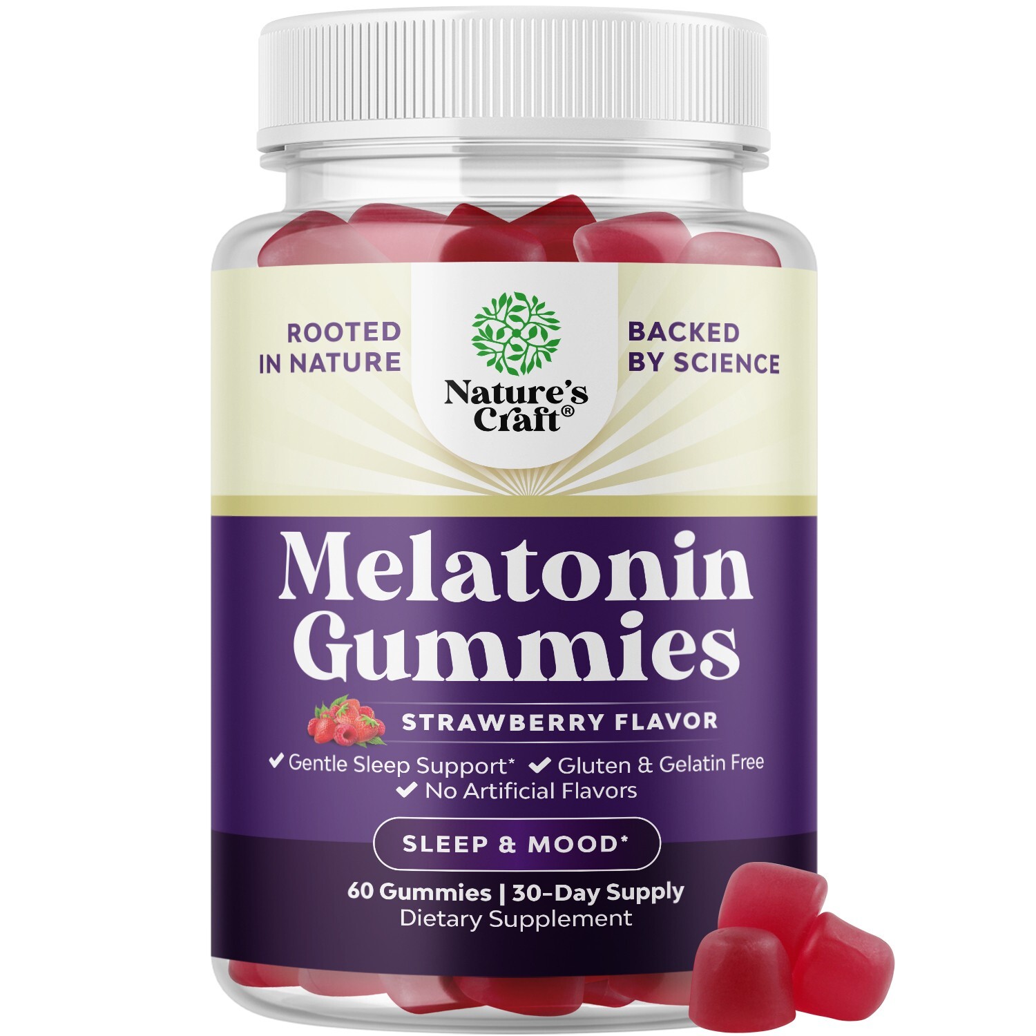 Melatonin 5mg Per Serving Natural Gelatin Free and Halal Melatonin Gummies 60ct