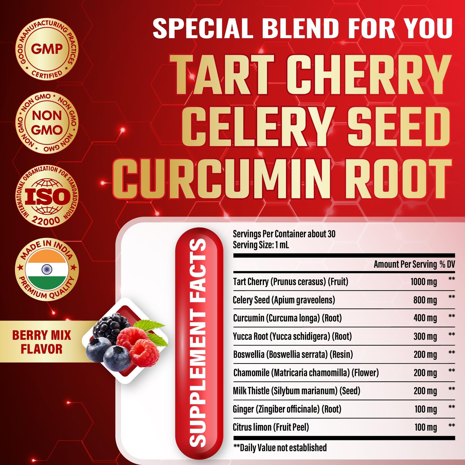 Tenmido Tart Cherry Extract Liquid Drops – 9in1 with 1 Fl Oz (Pack of 1)