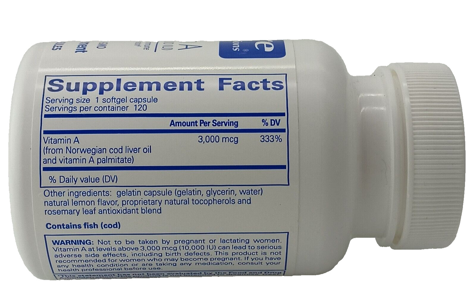 Pure Encapsulations Vitamin A 3000 mcg (10,000 IU) 120 Softgel Capsules