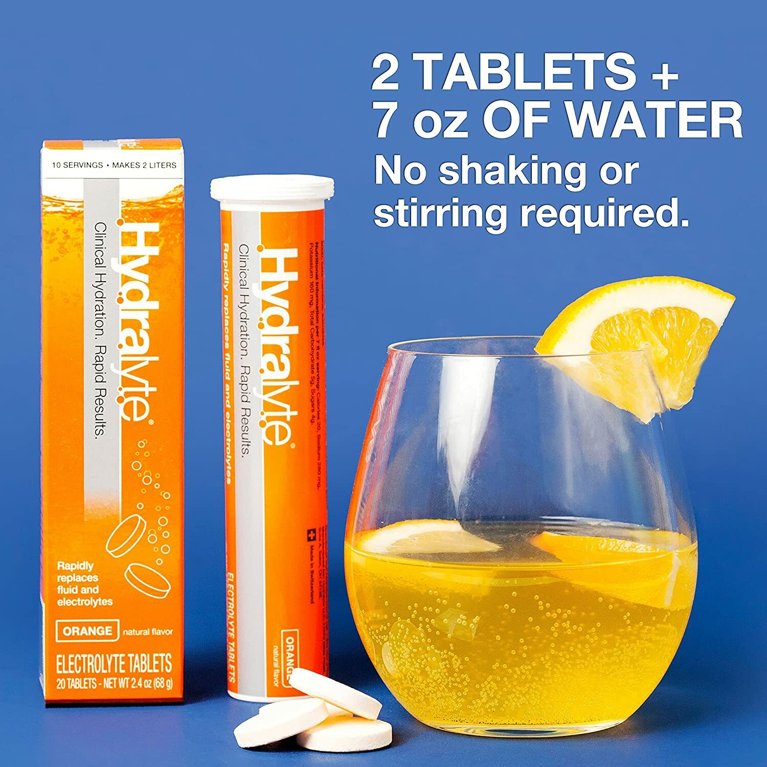 2 x Hydralyte Effervescent Electrolyte Orange Flavor For Dehydration 40 Tablets