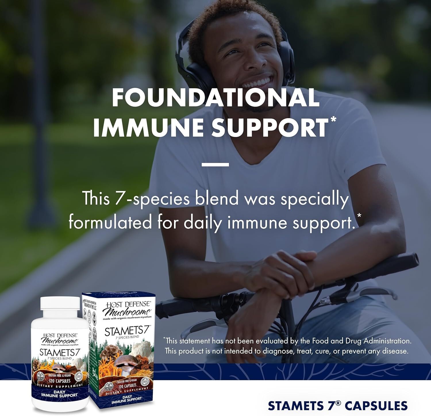 Host Defense Mushrooms, Stamets 7, Daily Immune Support, 120 Capsules