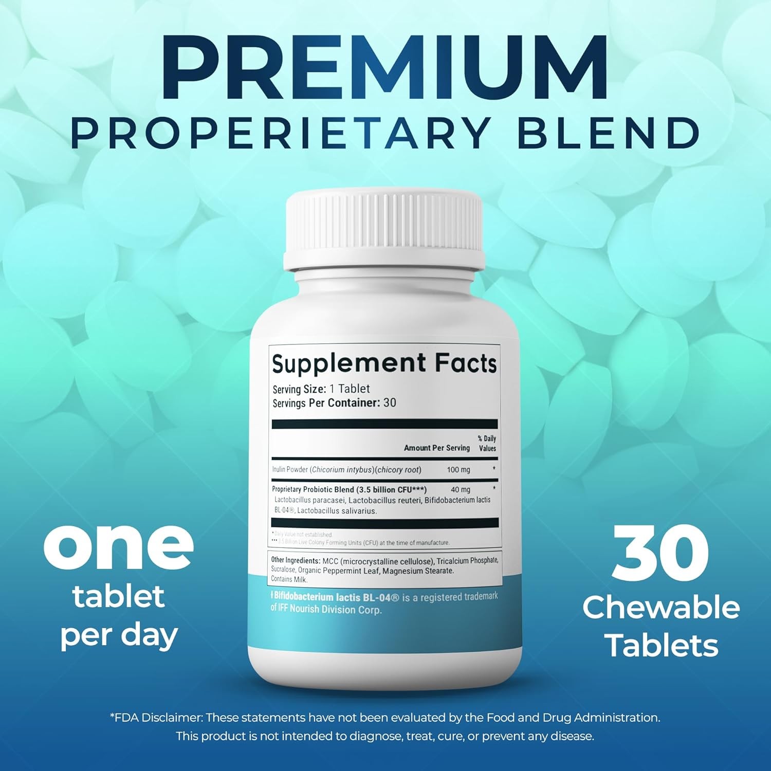 Teeth Gums Support 30 Tablets Oral Health Probiotic Supplement 4-Strain Formula