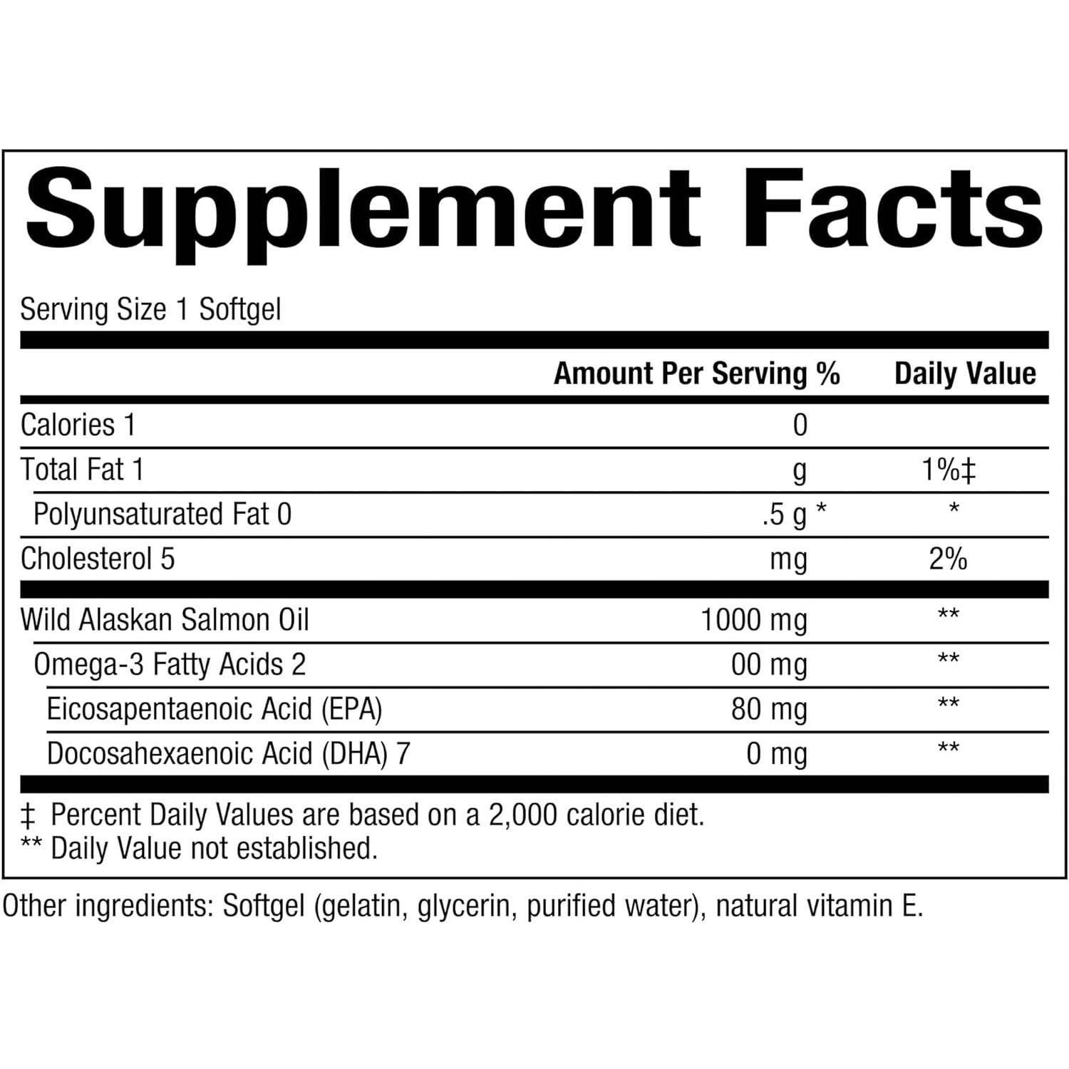 Natural Factors OmegaFactors Wild Alaskan Salmon Oil 1000 mg, 180 Softgels