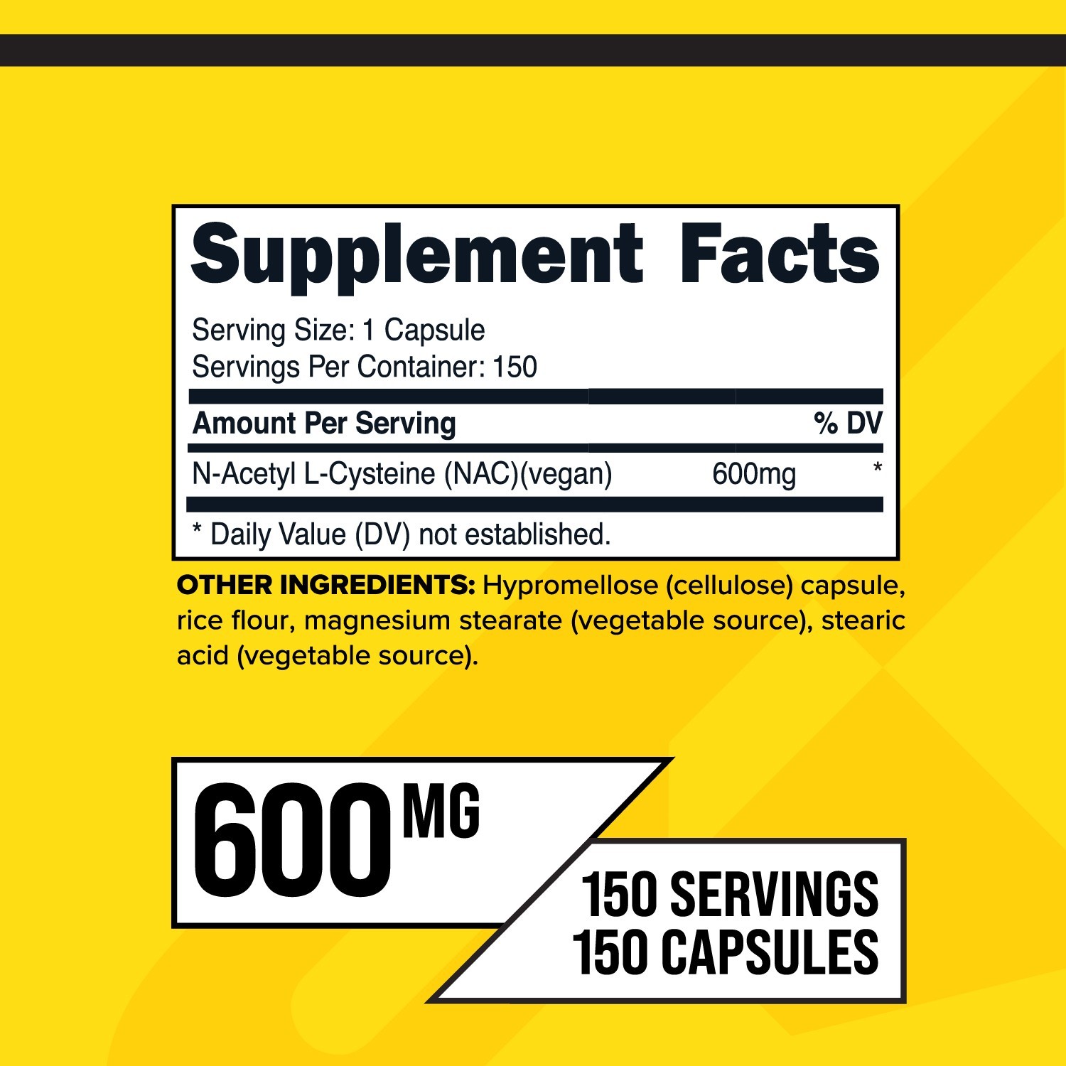 PrimaForce NAC Vegan N-Acetyl L-Cysteine Supplement (600 mg) 150 Capsules