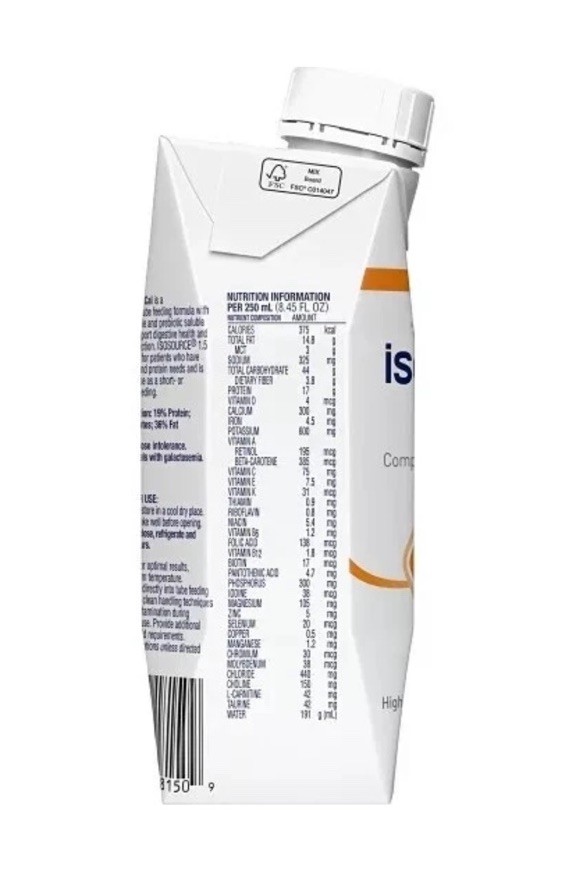 Nestle Isosource 1.5 Cal Tube Feeding Formula Unflavored 250 mL Carton 24 Ct