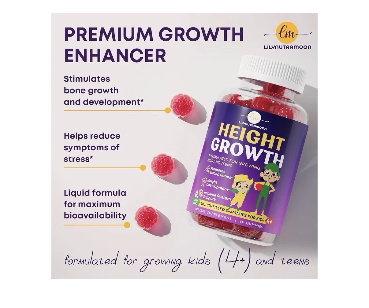 LM LILYNUTRAMOON Height Growth Gummies for Kids & Teens Strong Bones 60 Gummies
