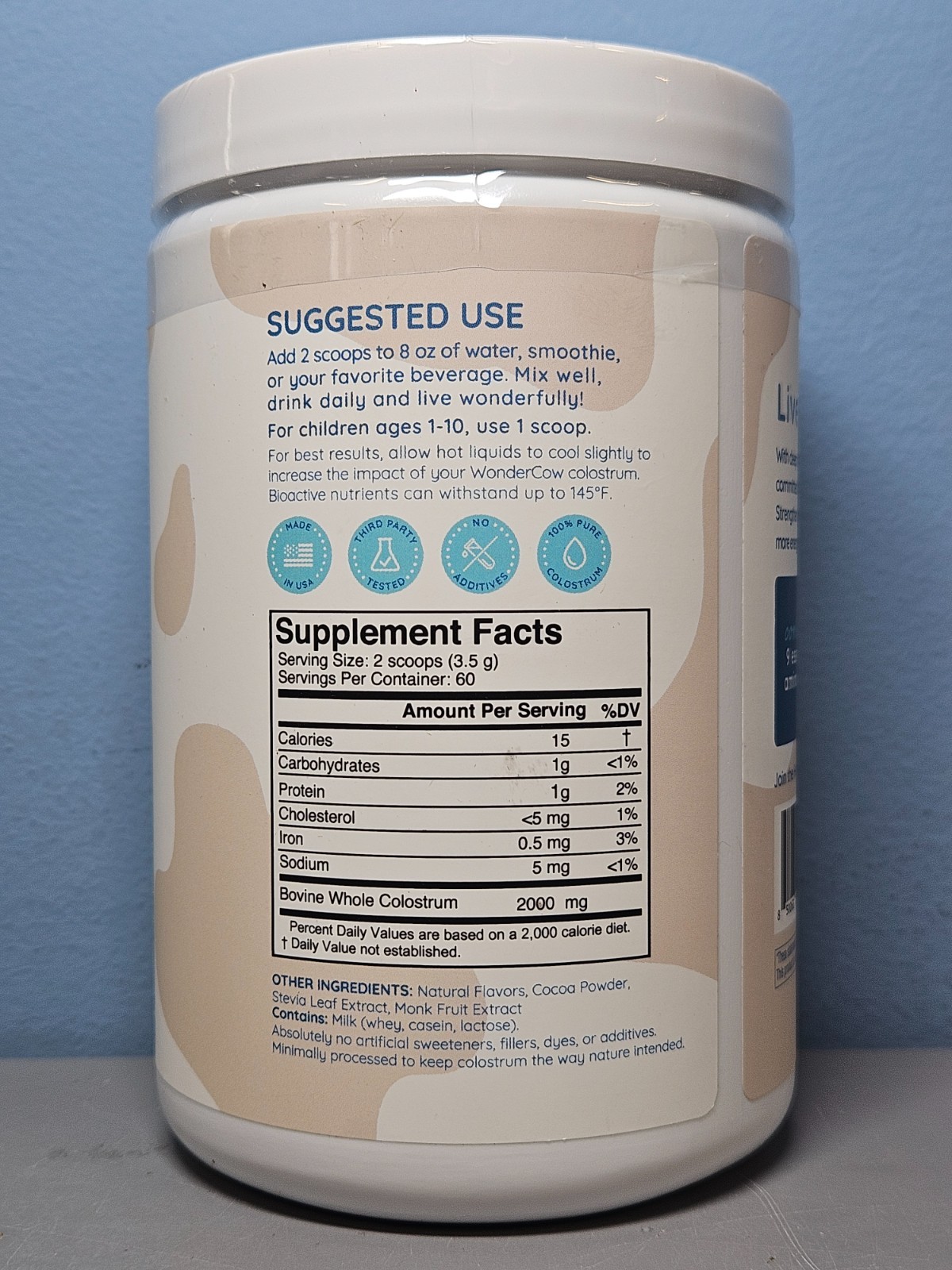 Colostrum Wondercow Restore & Revitalize Chocolate 7.4 oz – New Exp 7/25/2026
