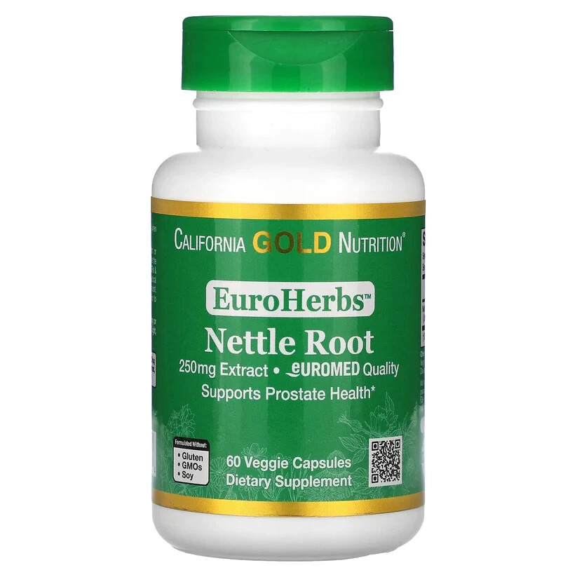 California Gold Nutrition Nettle Root Extract EuroHerbs 250mg Natural 60pcs NEW
