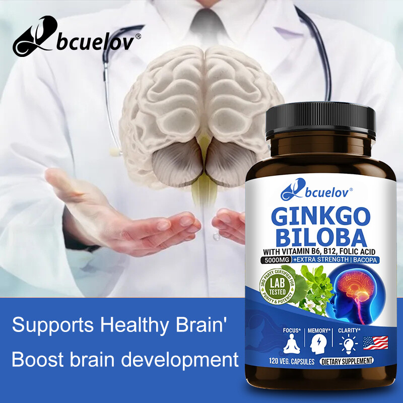 Ginkgo Biloba, 5000 mg, High Dose (24% Flavones), 120 Capsules – Vegan