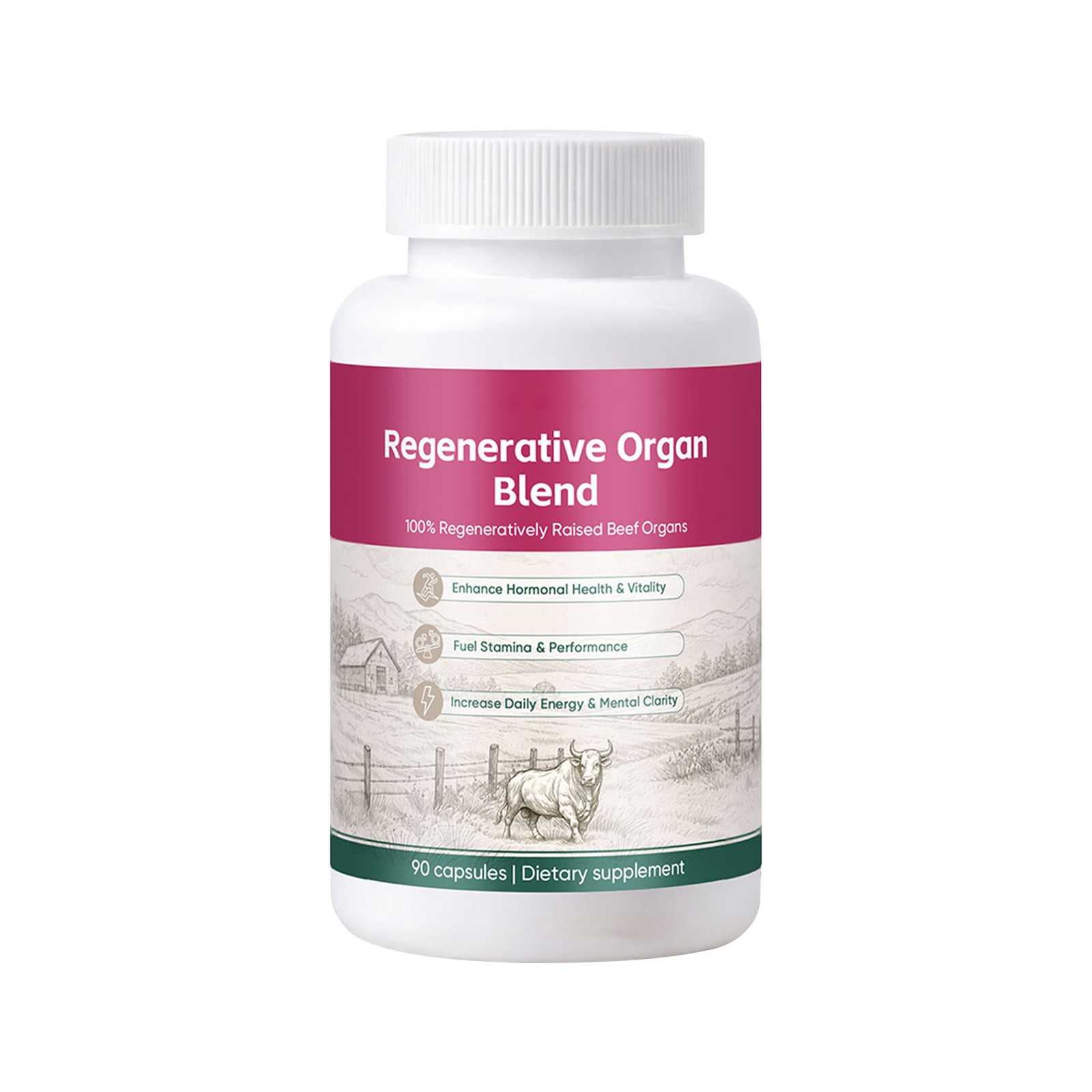 MORNING RISE 90 Capsules Regeneratively Raised Beef Organs Gluten Free Non GMO.
