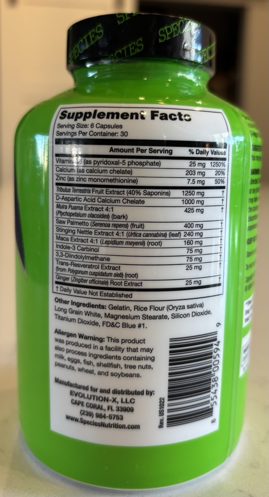Species Nutrition Testolyze Testosterone Optimizer 180 Capsules Exp 5/27 Sealed