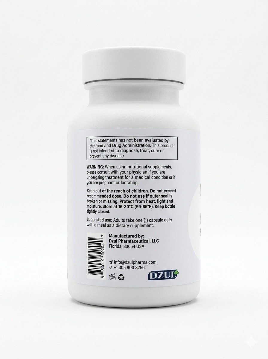DZUL Neuro Muscular Plus Folic Acid B1 B6 B12 Gluten Free 30 Capsules