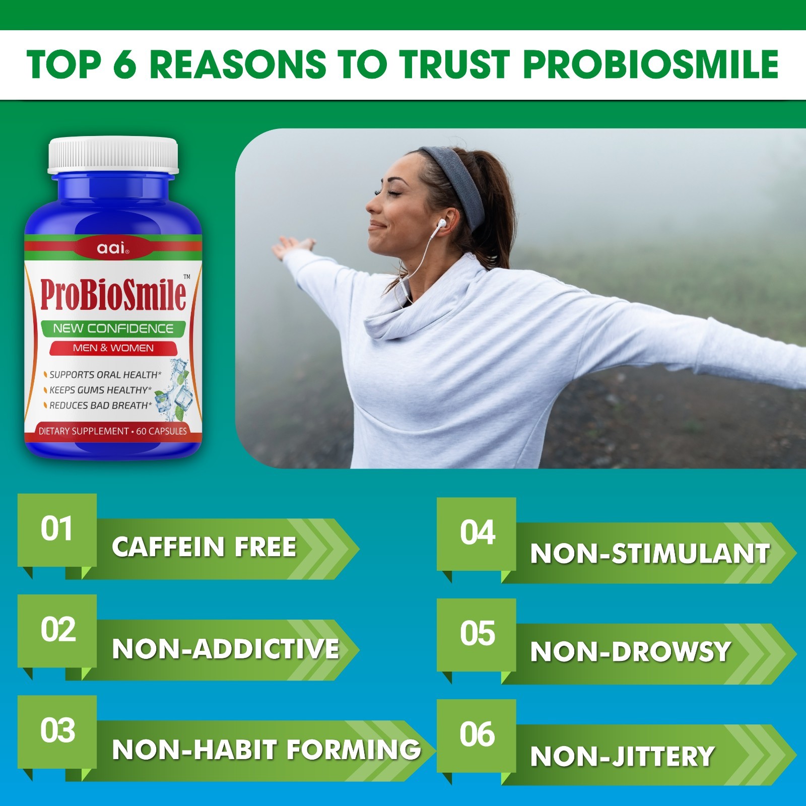 Oral Probiotics Supplement, Bad Breath Freshener Dental Oral Care- 60C- 19/12/25