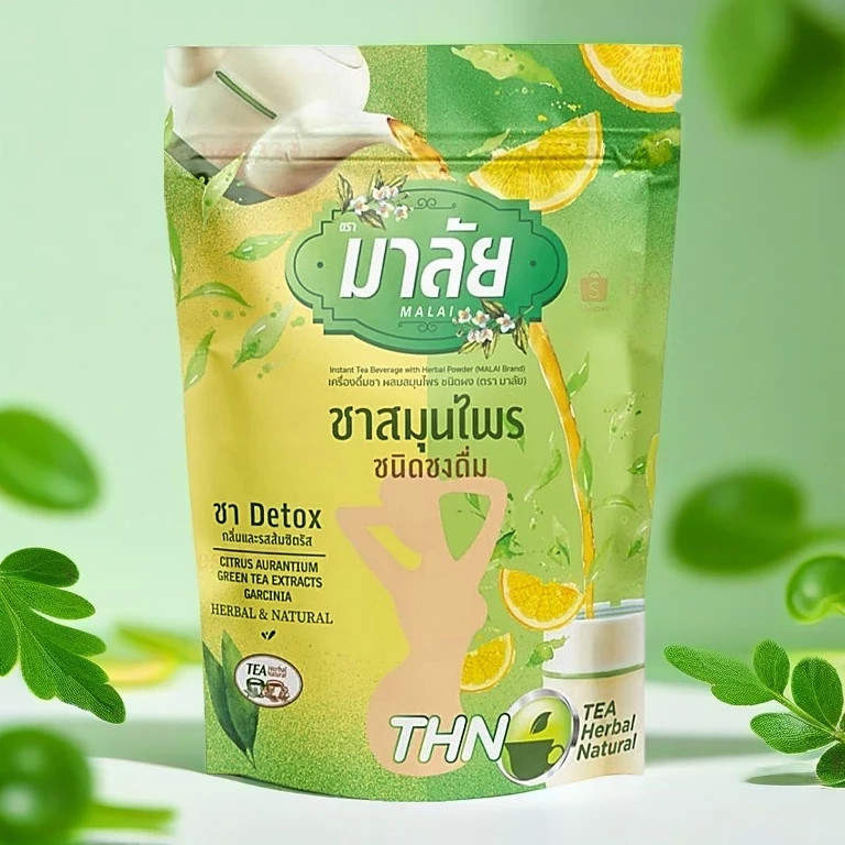 3X Malai Brand Instant Herbal Tea Powder Citrus Flavor Natural Digestive Wellnes