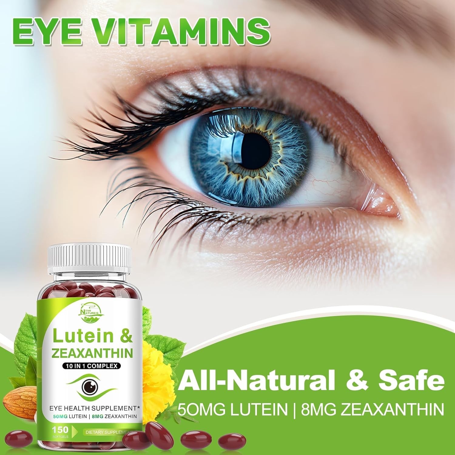 Lutein and Zeaxanthin Supplements, Eye Vitamin & Mineral Supplement, Multivitami