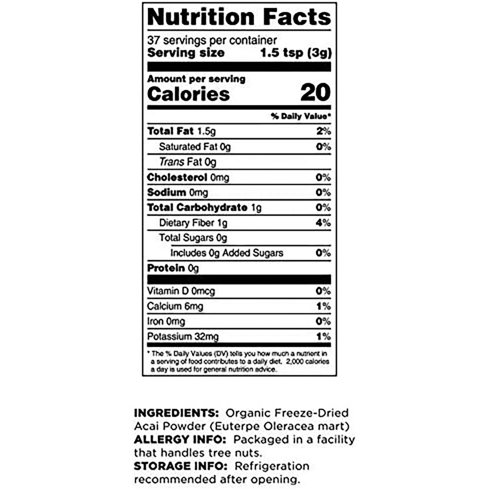 Terrasoul Organic Acai Berry Powder 8oz Freeze-Dried Non-GMO USDA Organic Vegan