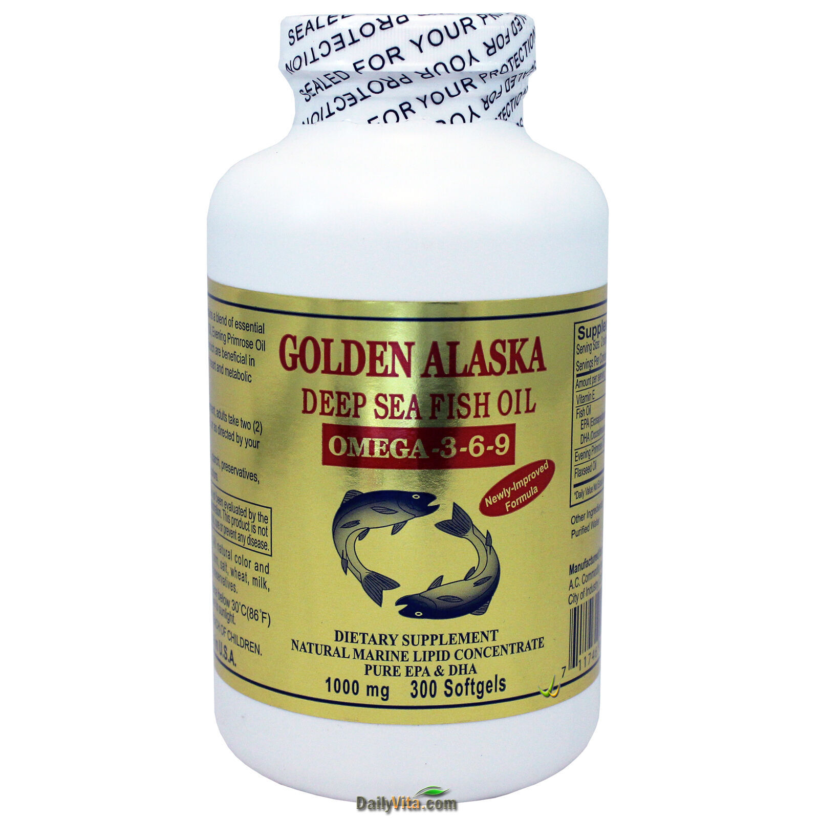 10 x Golden Alaska Deep Sea Fish Oil Omega 3-6-9 1000 mg 300 Softgels